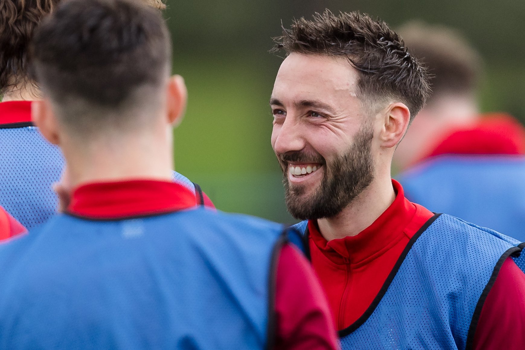Josh Sheehan smiling Wales training