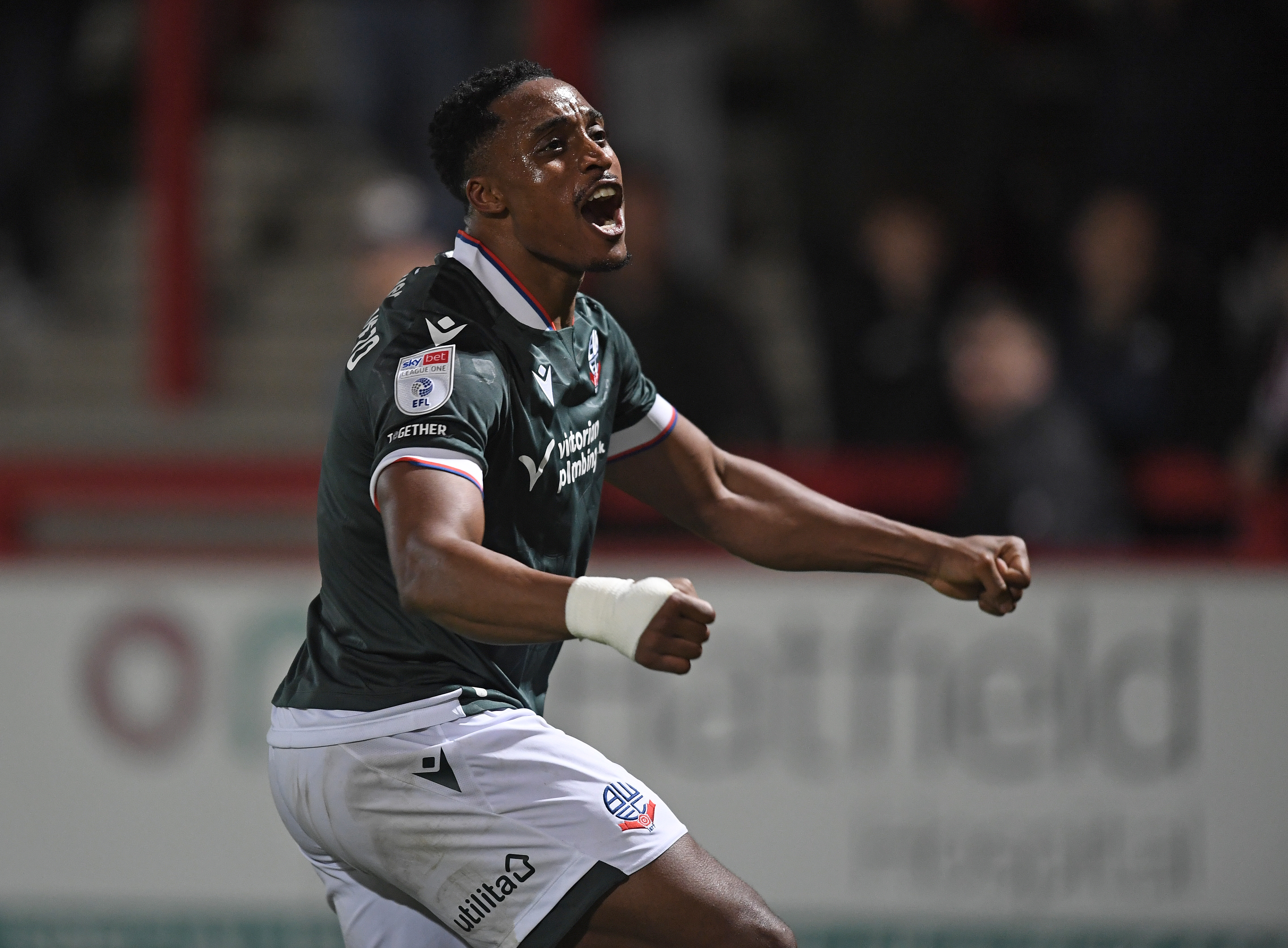 Victor Adeboyejo celebration Stevenage