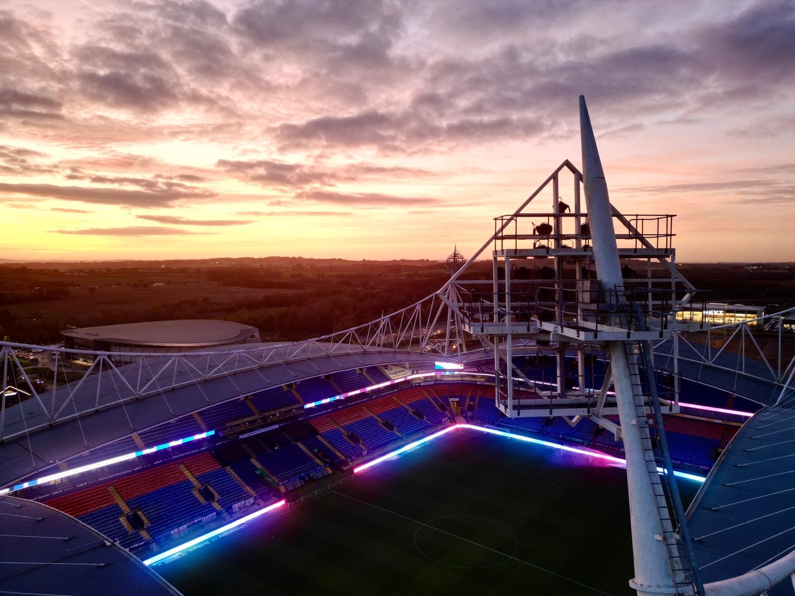 Aerial stadium sky