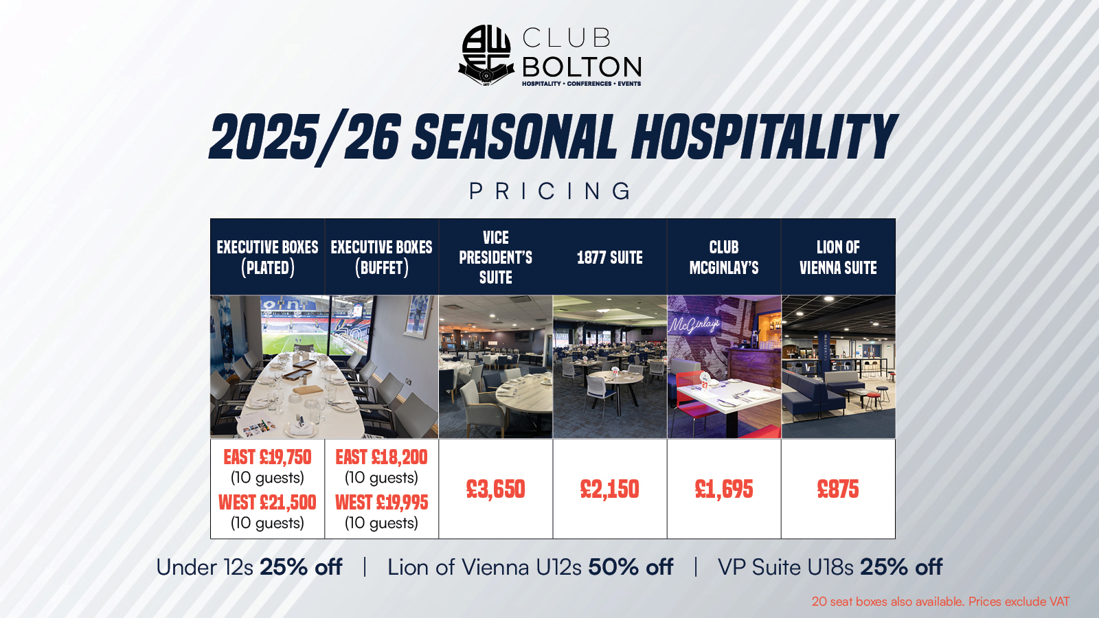 2025/26 Hospitality Seasonal Pricing