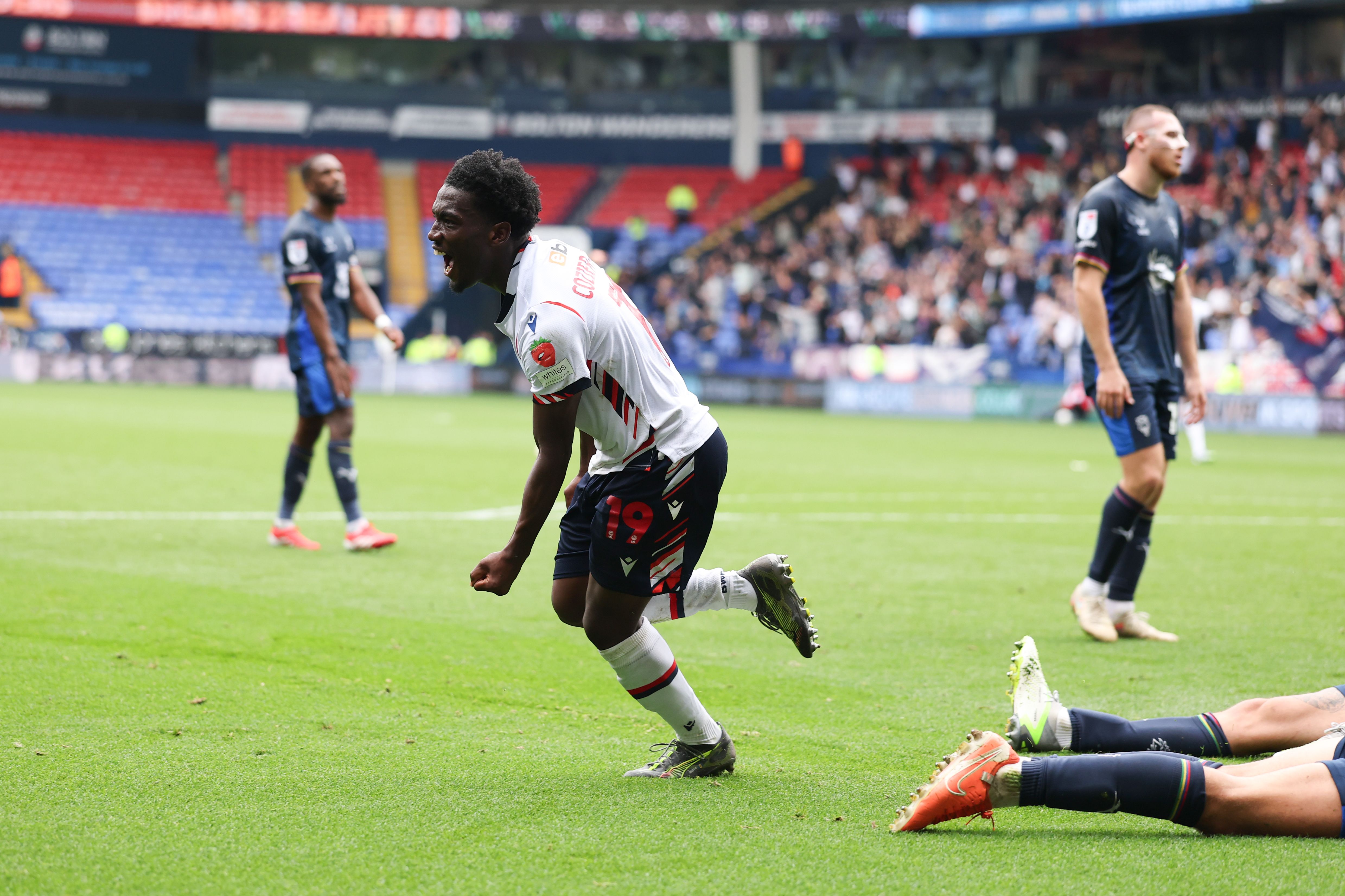 Amario Cozier-Duberry celebrates after Lincoln Equaliser