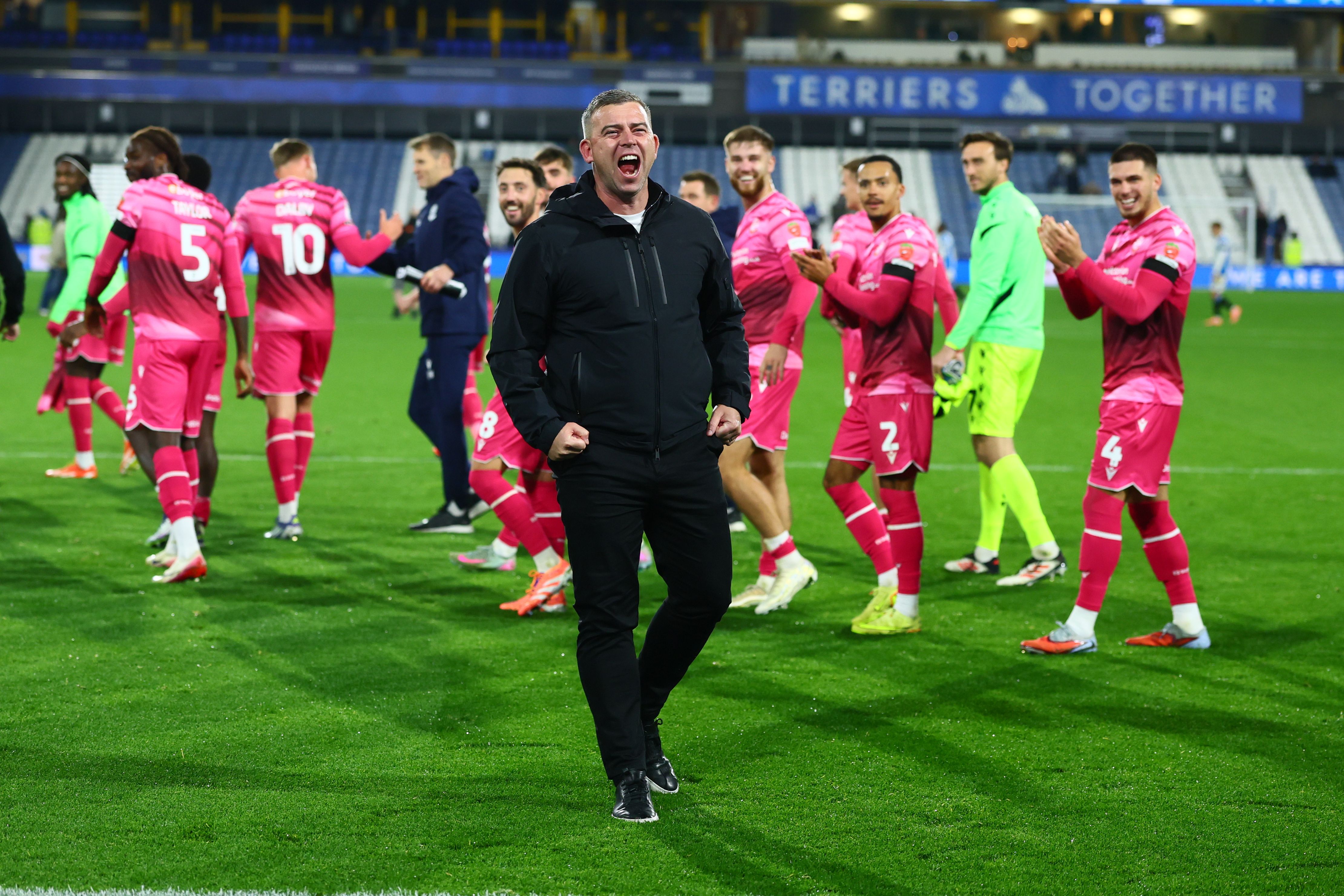 Steven Schumacher celebrating at Huddersfield