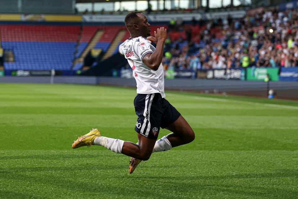Carlos Mendes Gomes celebration Salford