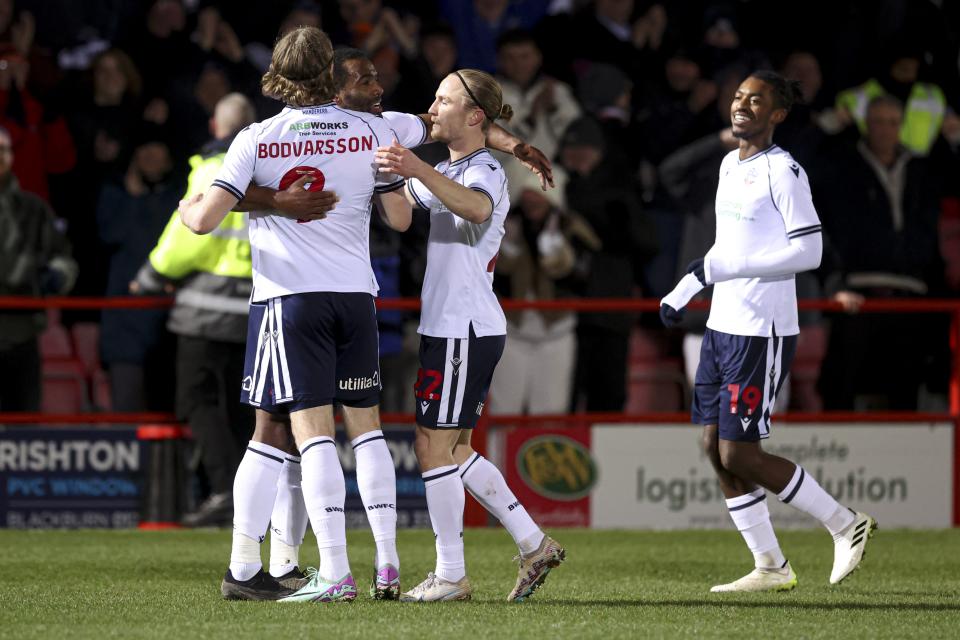 Bodvarsson Jerome celebration Accrington