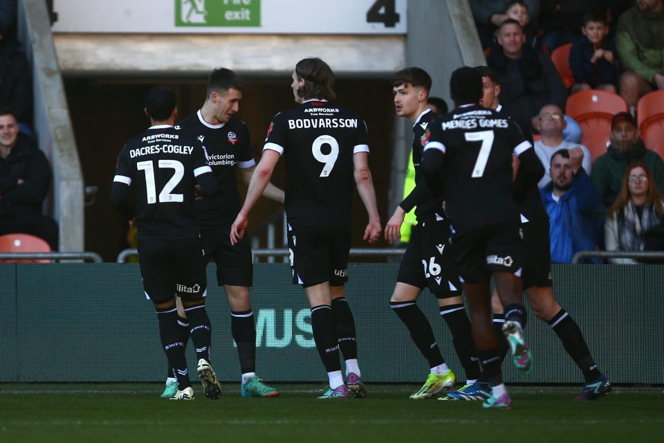 Thomason celebration Blackpool away