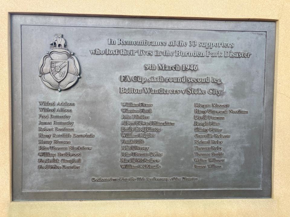 Burnden Park plaque