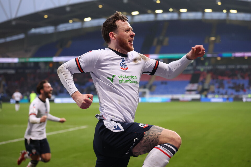 Gethin Jones celebrating versus Crawley
