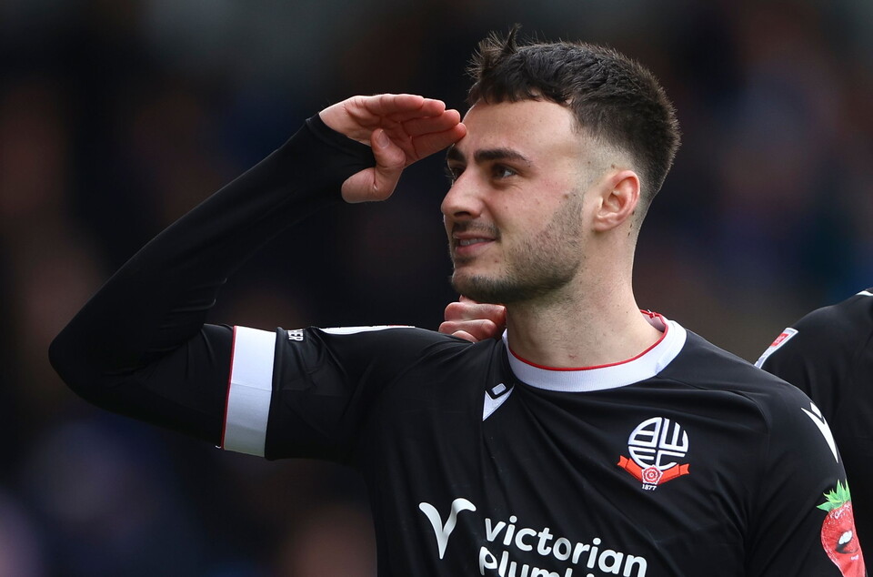 Aaron Collins celebrates versus Bristol Rovers 2024