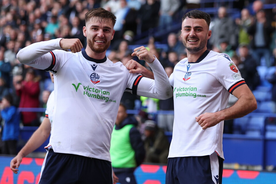 John McAtee and Aaron Collins celebrate versus Burton