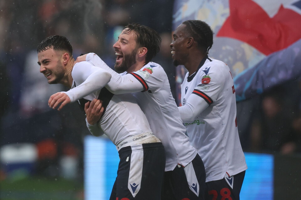 Aaron Collins celebrates winner versus Blackpool