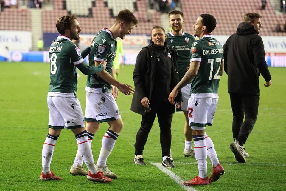 Bolton celebrating versus Wigan