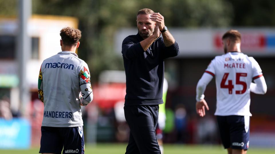 Ian Evatt post-match applause Crawley