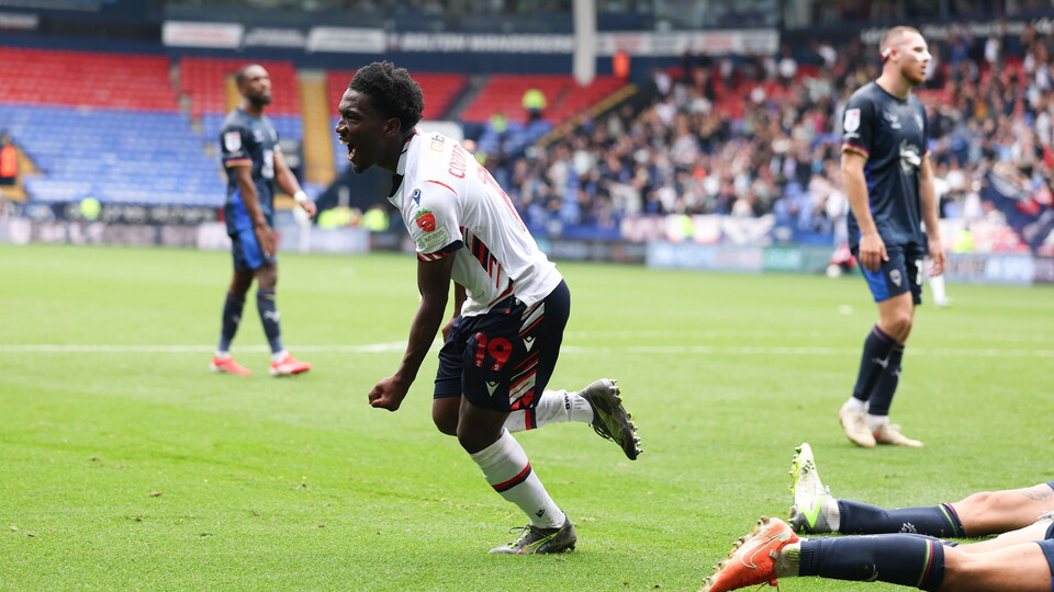 Amario Cozier-Duberry celebrates after Lincoln Equaliser