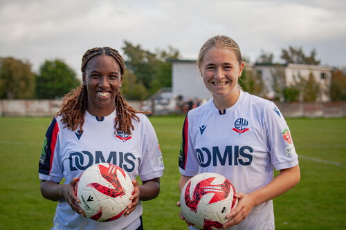 Naomi Lawrence and Ella Tweedle who scored eight goals between them during the 12-2 victory against Morecambe.