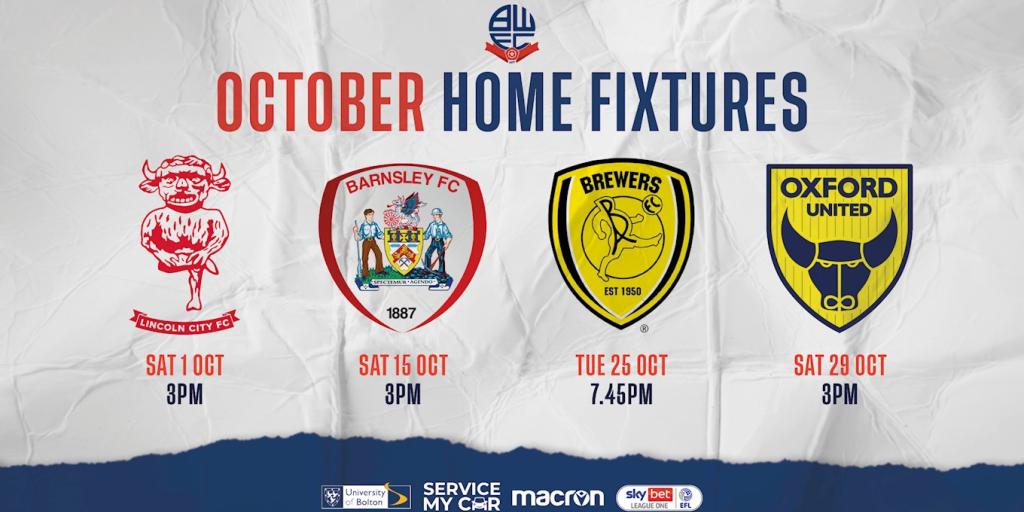 Tickets On Sale: October Fixtures | Bolton Wanderers FC